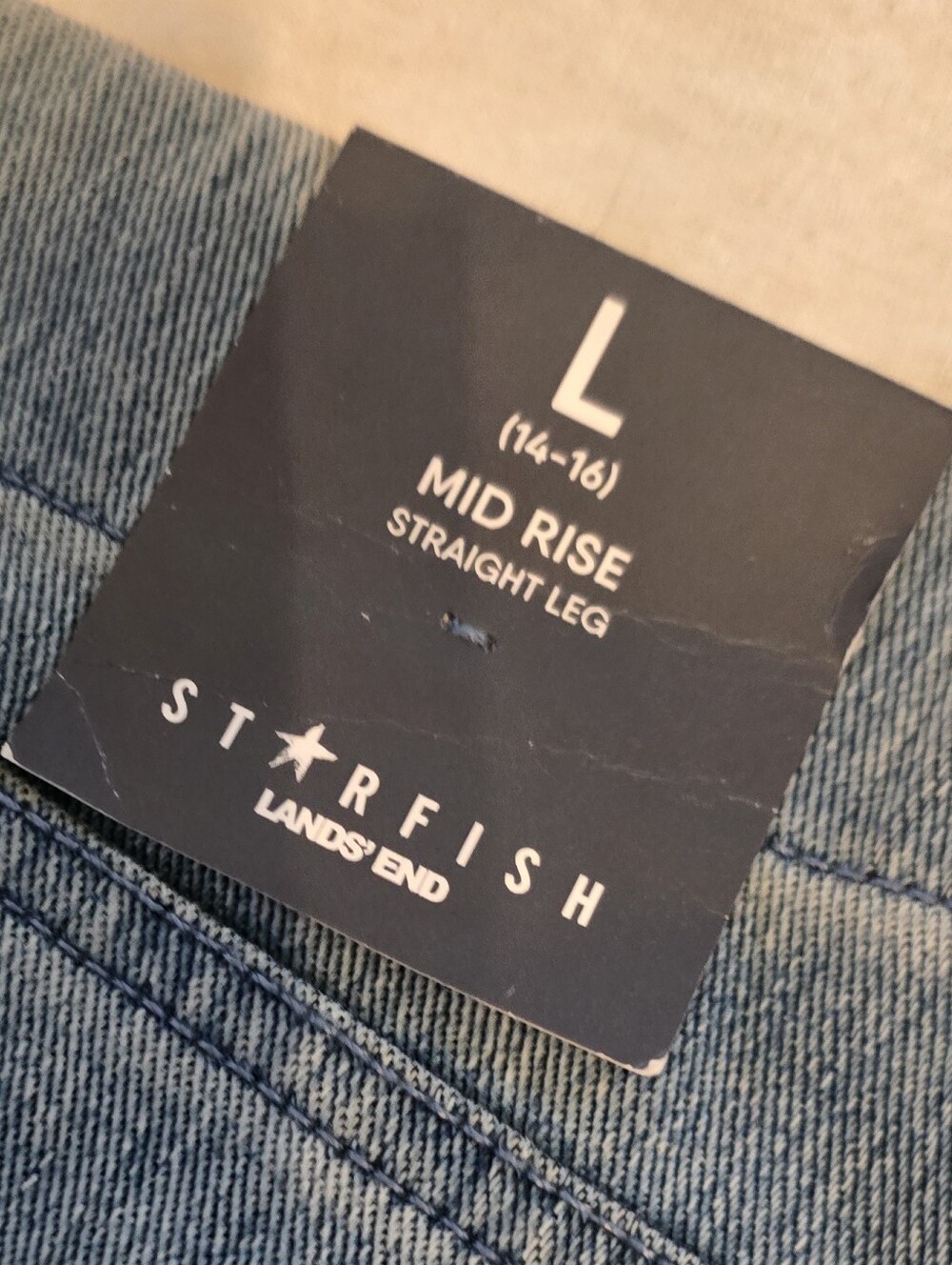 NWT Lands' End Mid Rise Straight Leg Jeans in Denim Blue - Picture 2 of 4